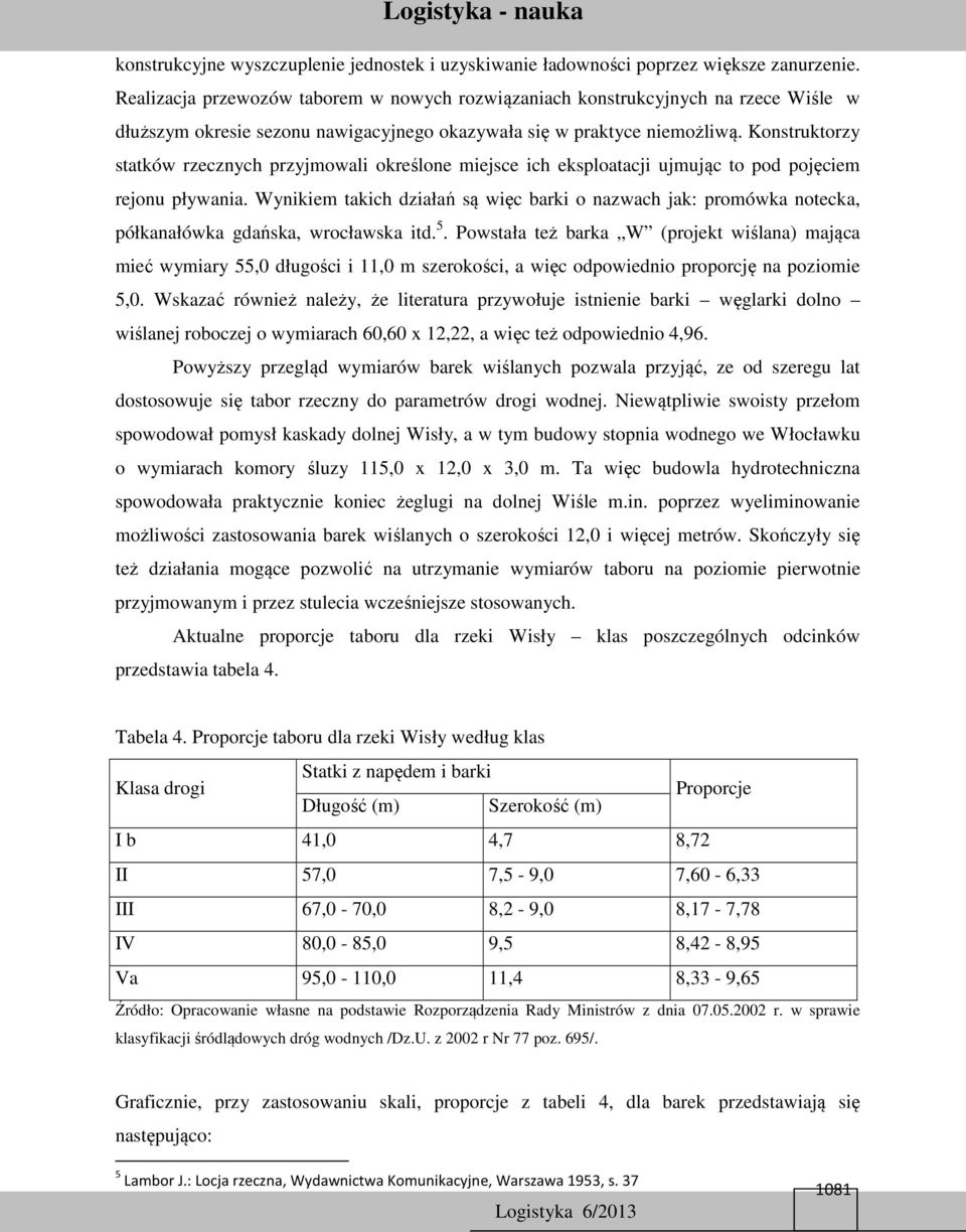 Konstruktorzy statków rzecznych przyjmowali określone miejsce ich eksploatacji ujmując to pod pojęciem rejonu pływania.