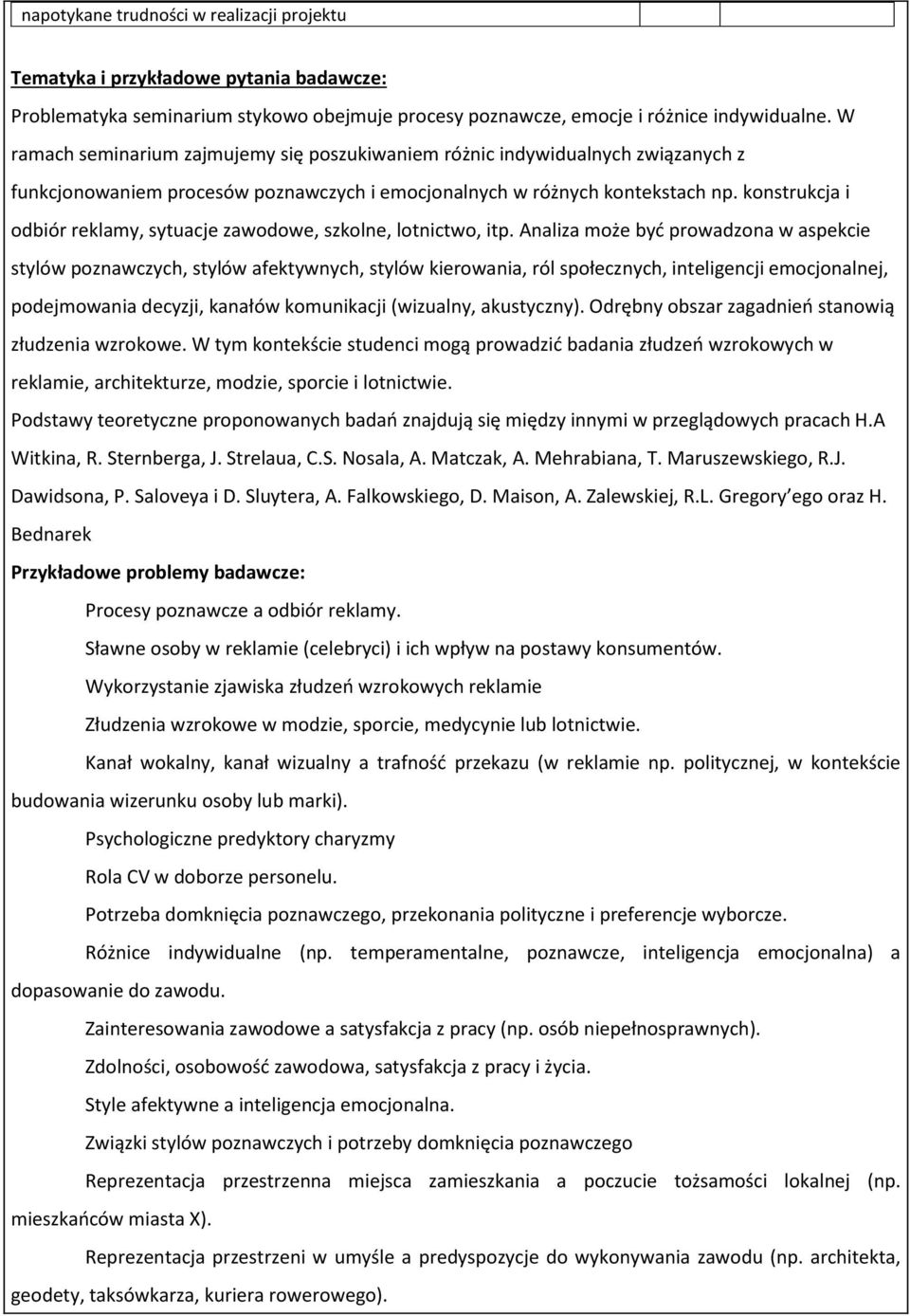 konstrukcja i odbiór reklamy, sytuacje zawodowe, szkolne, lotnictwo, itp.