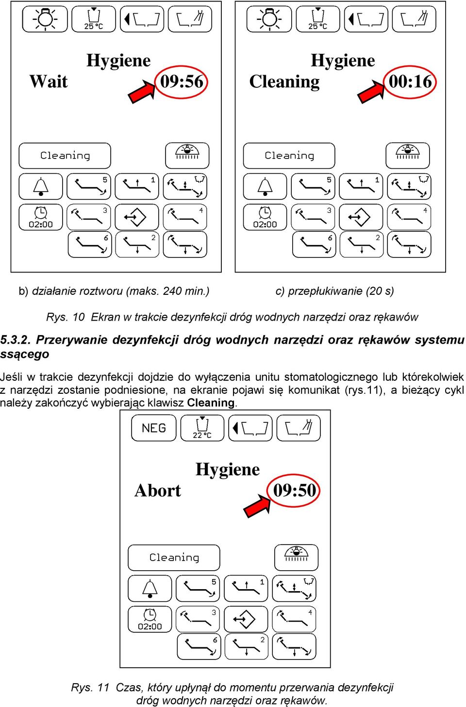 Przerywanie dezynfekcji dróg wodnych narzędzi oraz rękawów systemu ssącego Jeśli w trakcie dezynfekcji dojdzie do wyłączenia unitu stomatologicznego