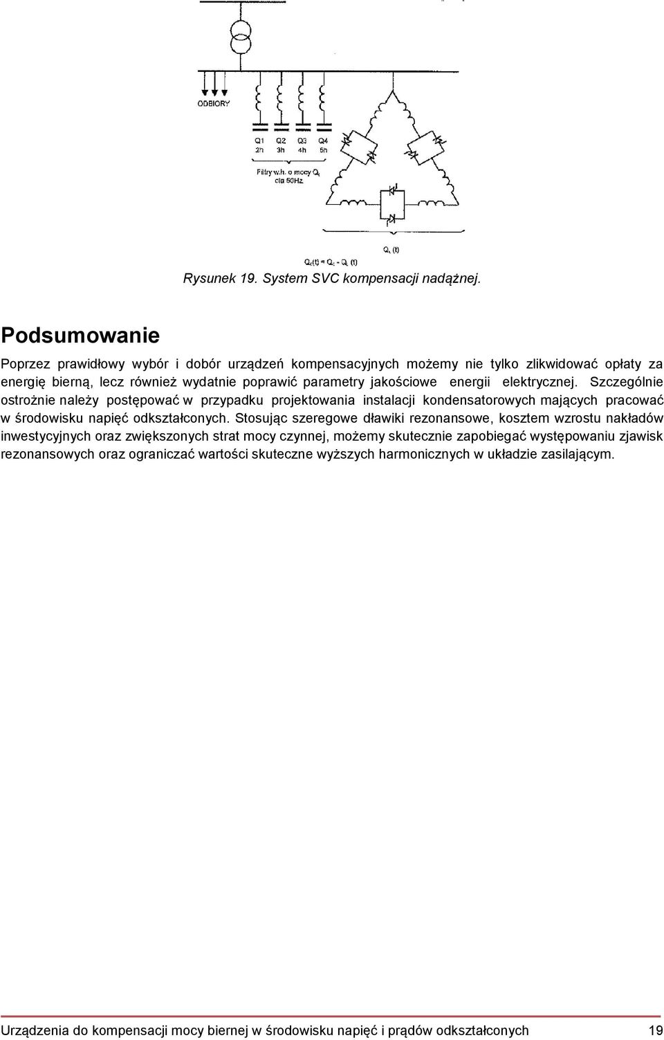 elektrycznej. Szczególnie ostrożnie należy postępować w przypadku projektowania instalacji kondensatorowych mających pracować w środowisku napięć odkształconych.