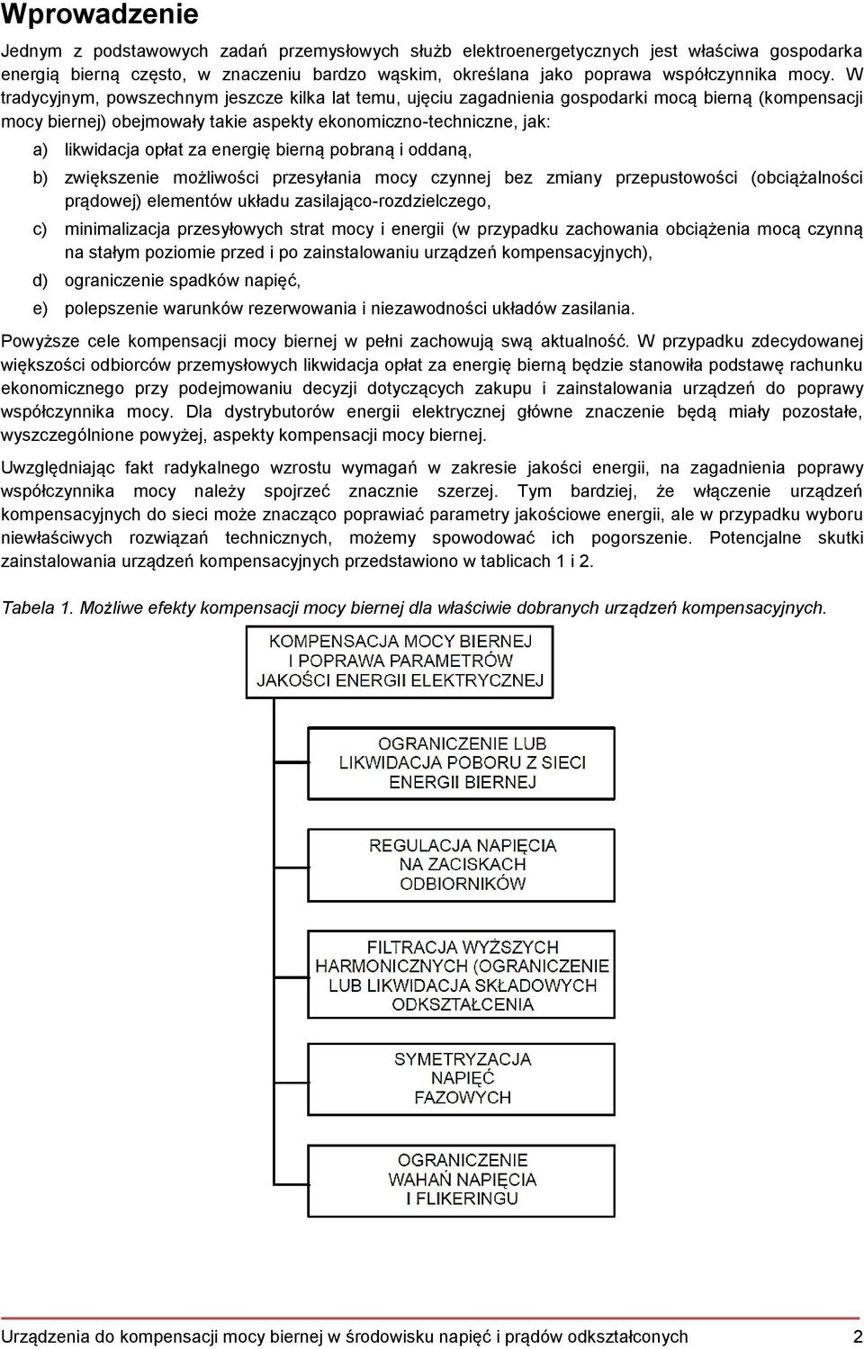 energię bierną pobraną i oddaną, b) zwiększenie możliwości przesyłania mocy czynnej bez zmiany przepustowości (obciążalności prądowej) elementów układu zasilająco-rozdzielczego, c) minimalizacja