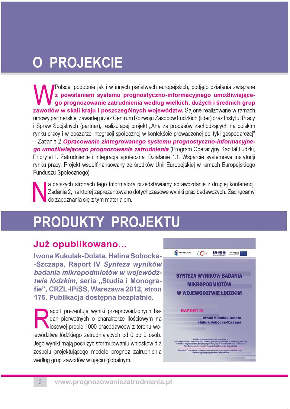 Są one realizowane w ramach umowy partnerskiej zawartej przez Centrum Rozwoju Zasobów Ludzkich (lider) oraz Instytut Pracy i Spraw Socjalnych (partner), realizującej projekt Analiza procesów