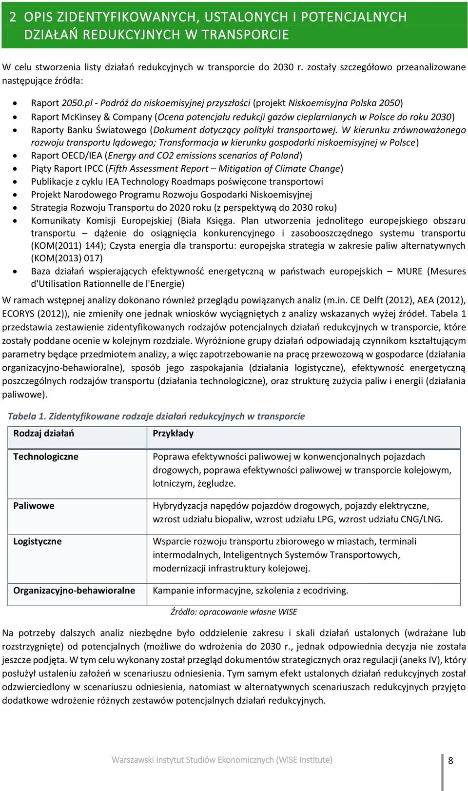 pl - Podróż do niskoemisyjnej przyszłości (projekt Niskoemisyjna Polska 2050) Raport McKinsey & Company (Ocena potencjału redukcji gazów cieplarnianych w Polsce do roku 2030) Raporty Banku Światowego