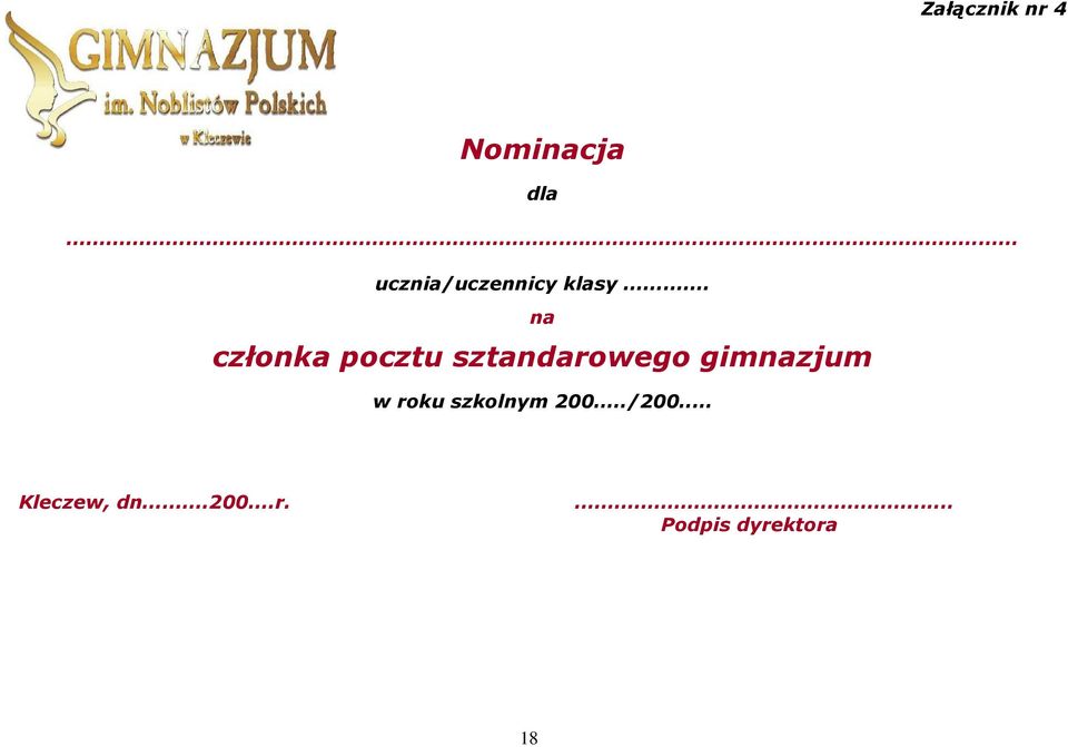 .. na członka pocztu sztandarowego