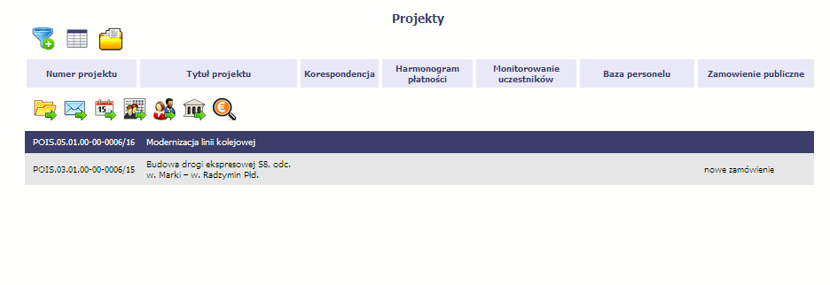 Blok Projekt w SL2014 (pierwsza strona po zalogowaniu) 2 1 Użytkownik SL2014 (Beneficjent)