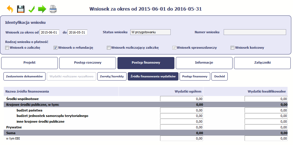 Wniosek o płatność w SL2014 postęp