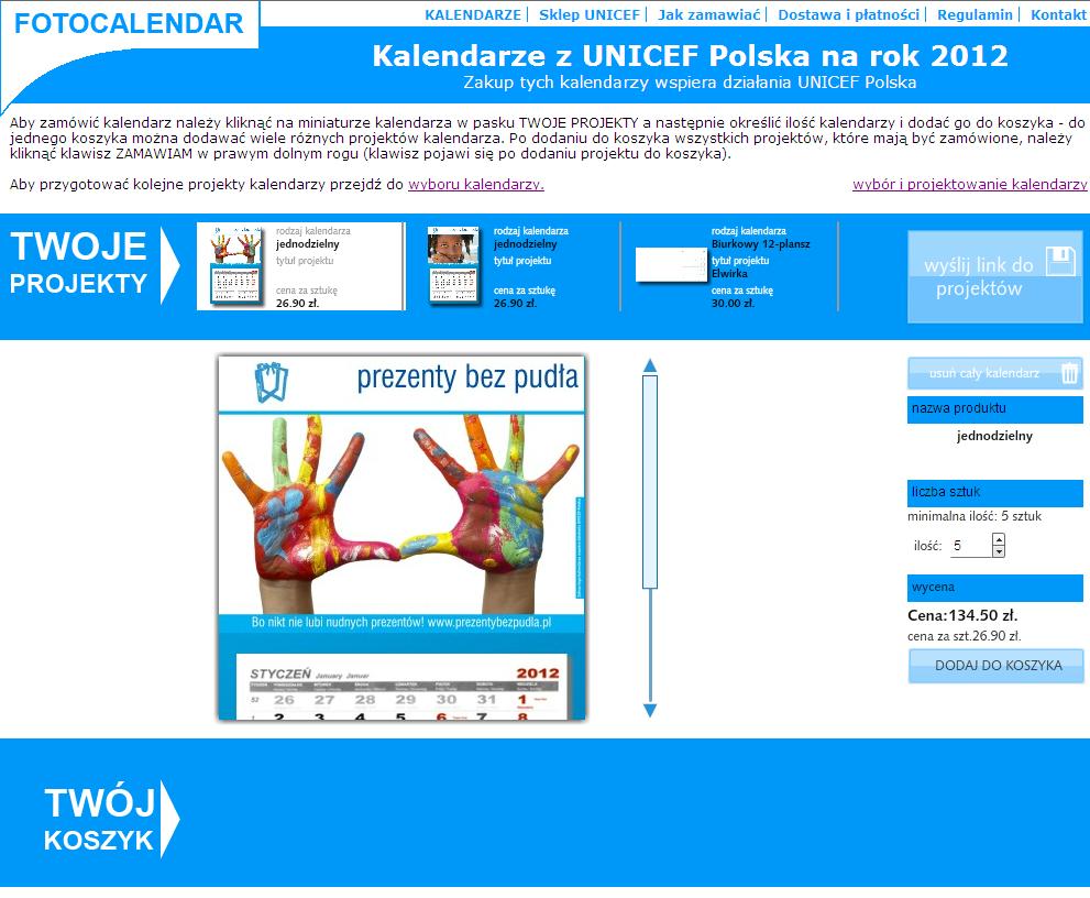 Składanie zamówienia Aby dodać zaprojektowany przez Państwa kalendarz do koszyka należy przeciągnąć go poniżej (jak to jest pokazane na zdjęciu) Przed dodaniem kalendarza do koszyka należy podać