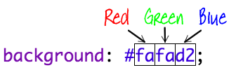 Zamień kod rgb() w twoim CSS następującym fragmentem: background: #fafad2;