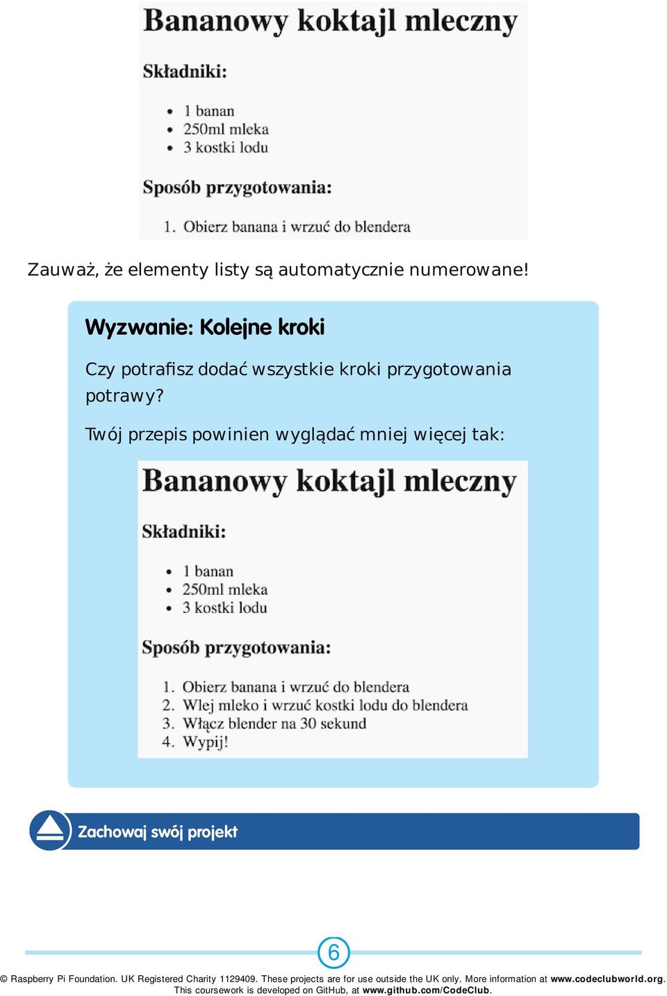 Wyzwanie: Kolejne kroki Czy potrafisz dodać