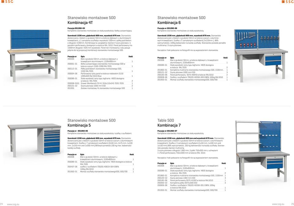 Kombinacja ta uwzględnia również 2 szyny pionowe z 1 panelem perforowany, dostępnym w kolorze RAL 5010. Panel perforowany ma 1569mm długości i 620 mm wysokości.