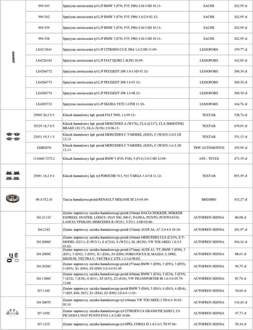 6/2.0D 11.09- LESJOFORS 159,77 zł LS4226162 Sprężyna zawieszenia tył L/P FIAT QUBO 1.4LPG 10.09- LESJOFORS 162,05 zł LS4266772 Sprężyna zawieszenia tył L/P PEUGEOT 208 1.0-1.6D 03.