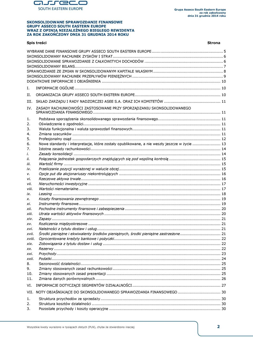 .. 7 SPRAWOZDANIE ZE ZMIAN W SKONSOLIDOWANYM KAPITALE WŁASNYM... 8 SKONSOLIDOWANY RACHUNEK PRZEPŁYWÓW PIENIĘŻNYCH... 9 DODATKOWE INFORMACJE I OBJAŚNIENIA... 10 I. INFORMACJE OGÓLNE... 10 II.