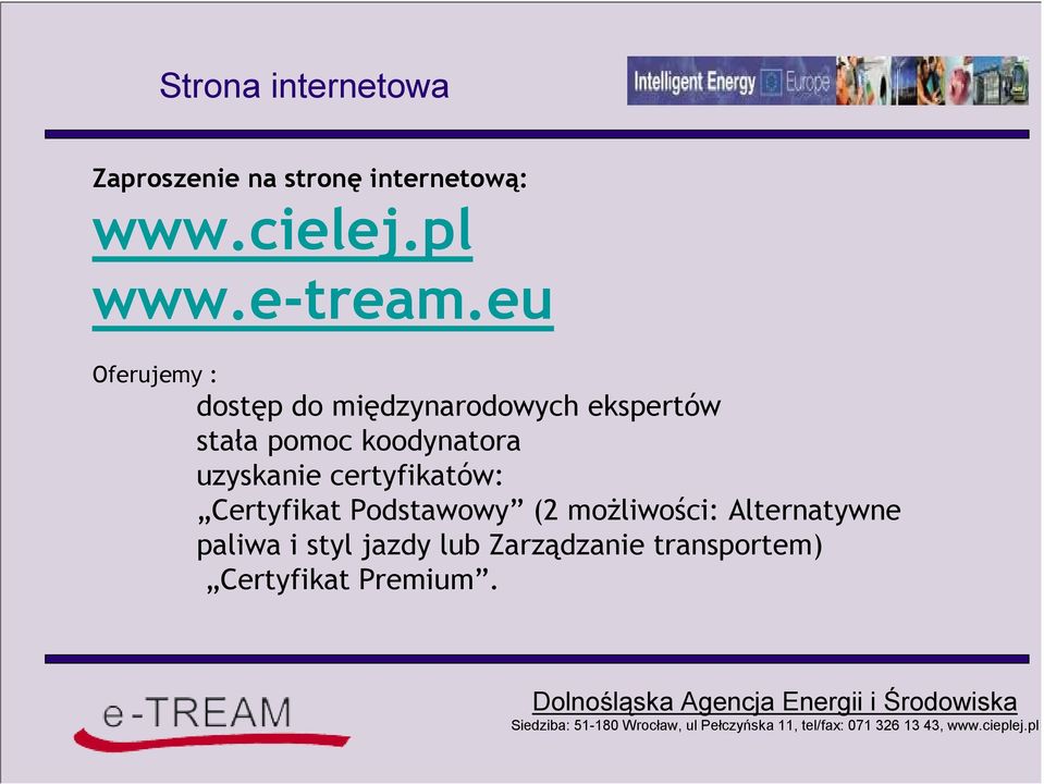 eu Oferujemy : dostęp do międzynarodowych ekspertów stała pomoc