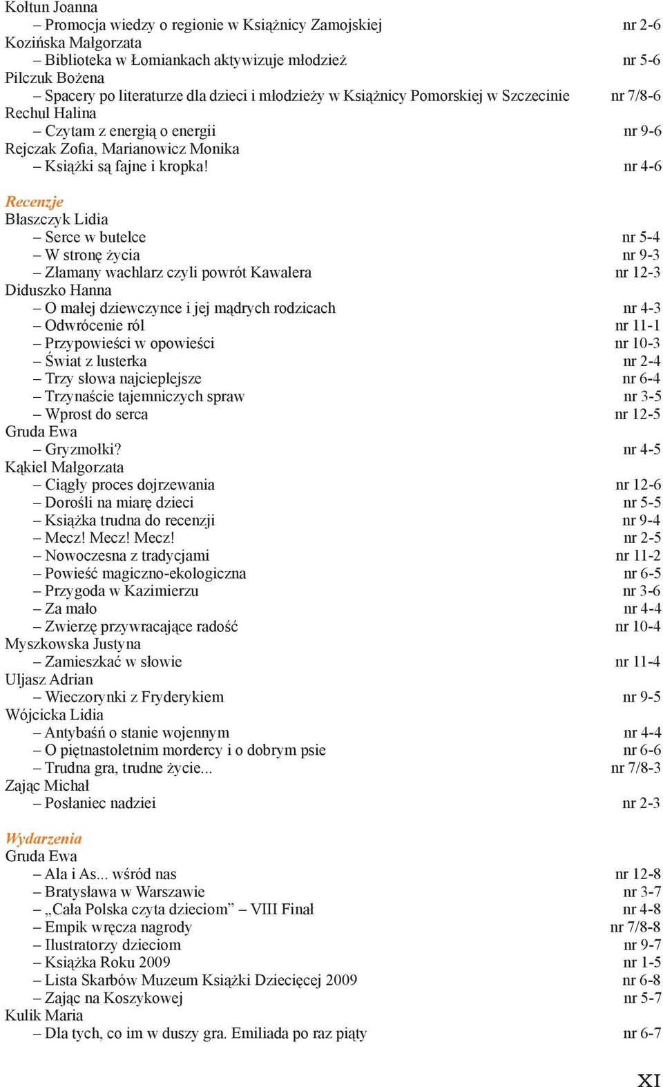 nr 4-6 Recenzje Błaszczyk Lidia Serce w butelce nr 5-4 W stronę życia nr 9-3 Złamany wachlarz czyli powrót Kawalera nr 12-3 Diduszko Hanna O małej dziewczynce i jej mądrych rodzicach nr 4-3