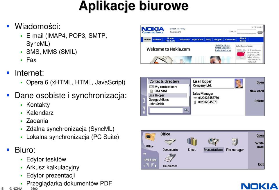 Kalendarz Zadania Zdalna synchronizacja (SyncML) Lokalna synchronizacja (PC Suite)