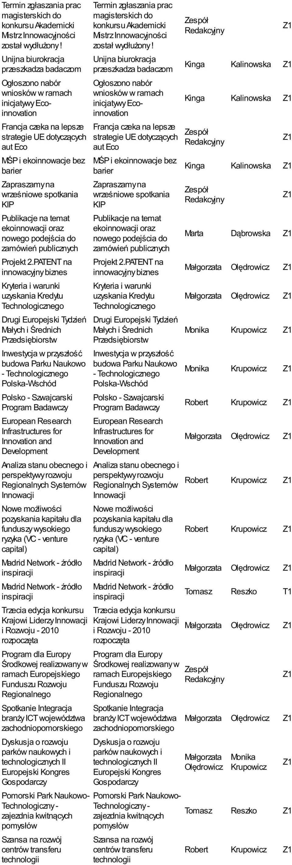 wrześniowe spotkania KIP Publikacje na temat eko oraz nowego podejścia do zamówień publicznych Projekt 2.