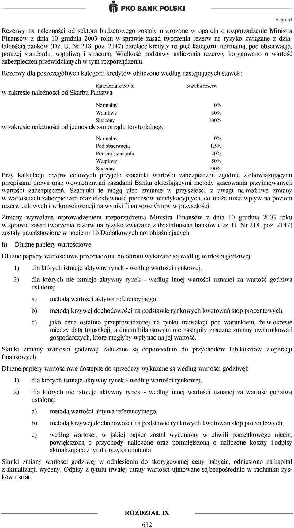 Wielkość podstawy naliczania rezerwy korygowano o wartość zabezpieczeń przewidzianych w tym rozporządzeniu.