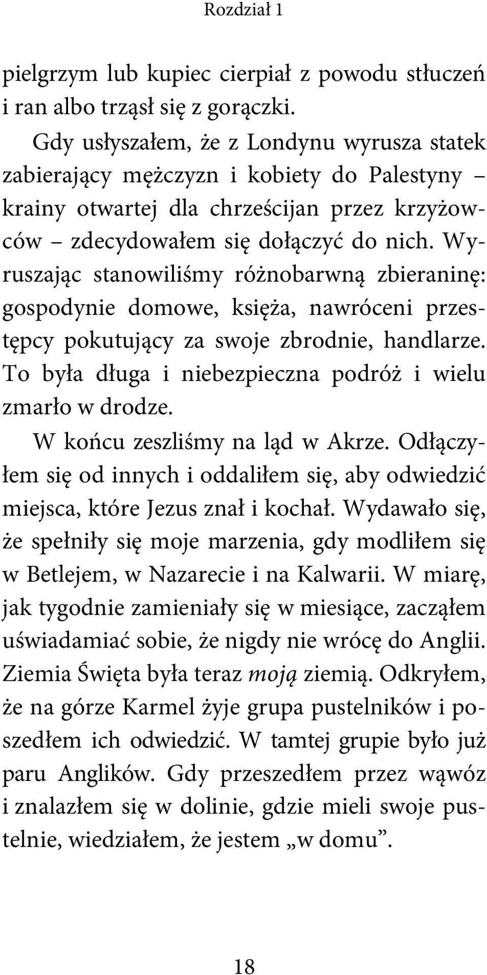 Wyruszając stanowiliśmy różnobarwną zbieraninę: gospodynie domowe, księża, nawróceni przestępcy pokutujący za swoje zbrodnie, handlarze. To była długa i niebezpieczna podróż i wielu zmarło w drodze.