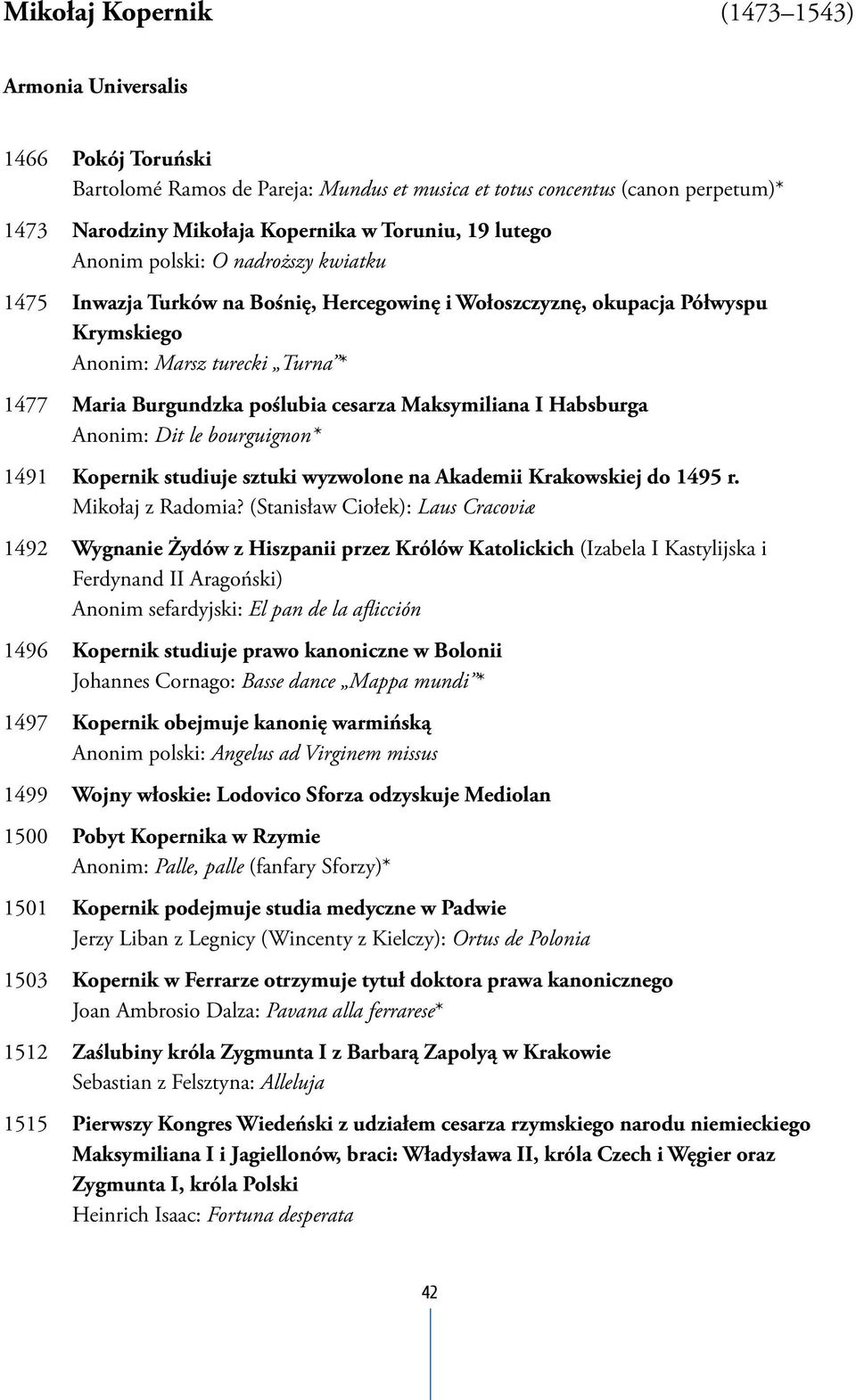 Maksymiliana I Habsburga Anonim: Dit le bourguignon* 1491 Kopernik studiuje sztuki wyzwolone na Akademii Krakowskiej do 1495 r. Mikołaj z Radomia?