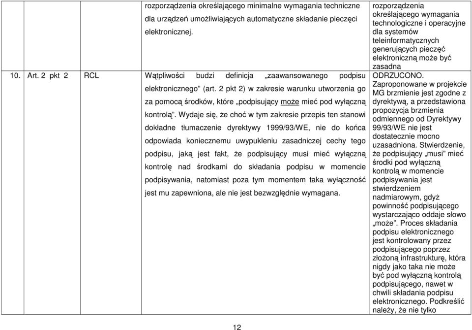 Wydaje się, Ŝe choć w tym zakresie przepis ten stanowi dokładne tłumaczenie dyrektywy 1999/93/WE, nie do końca odpowiada koniecznemu uwypukleniu zasadniczej cechy tego podpisu, jaką jest fakt, Ŝe