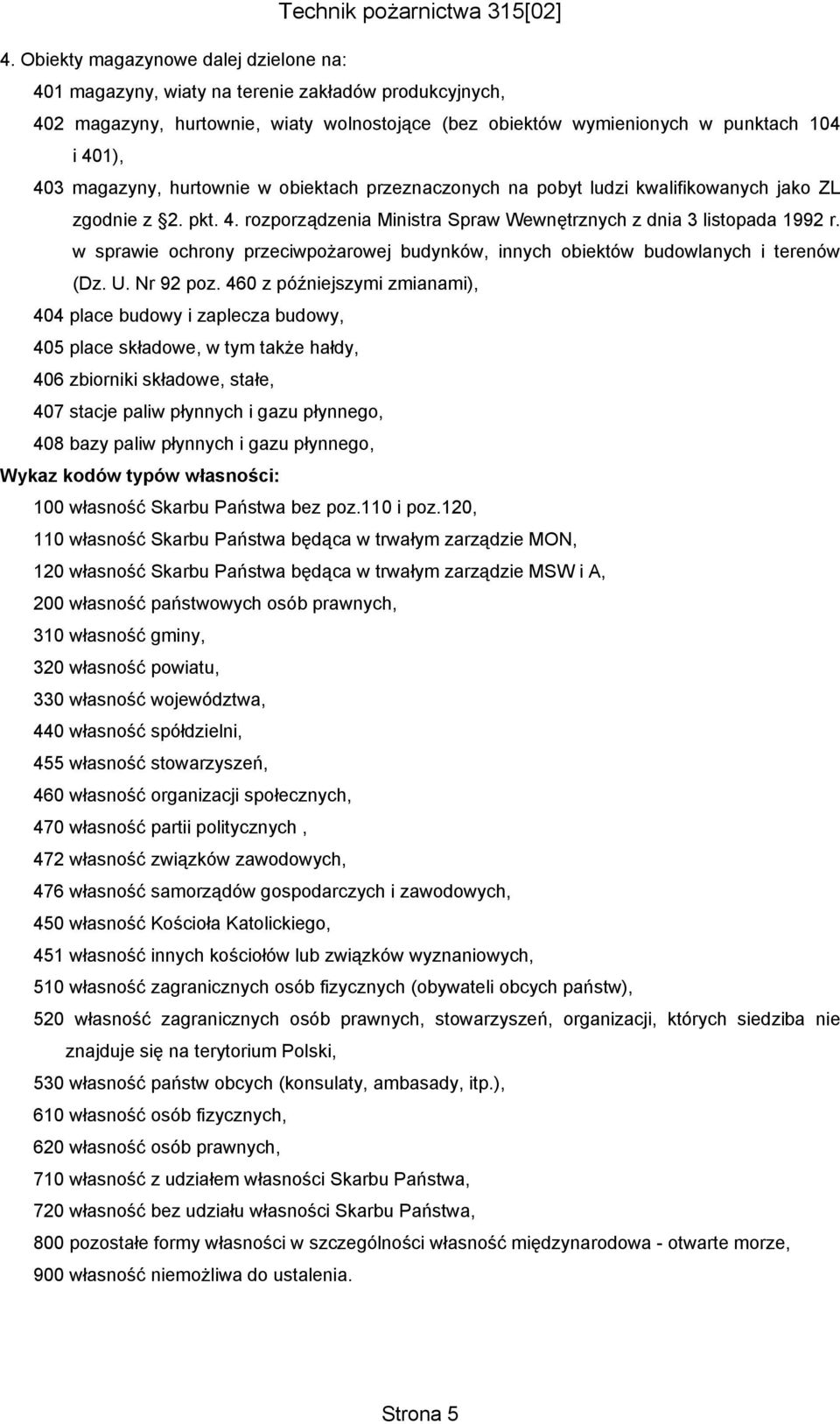 w sprawie ochrony przeciwpożarowej budynków, innych obiektów budowlanych i terenów (Dz. U. Nr 92 poz.