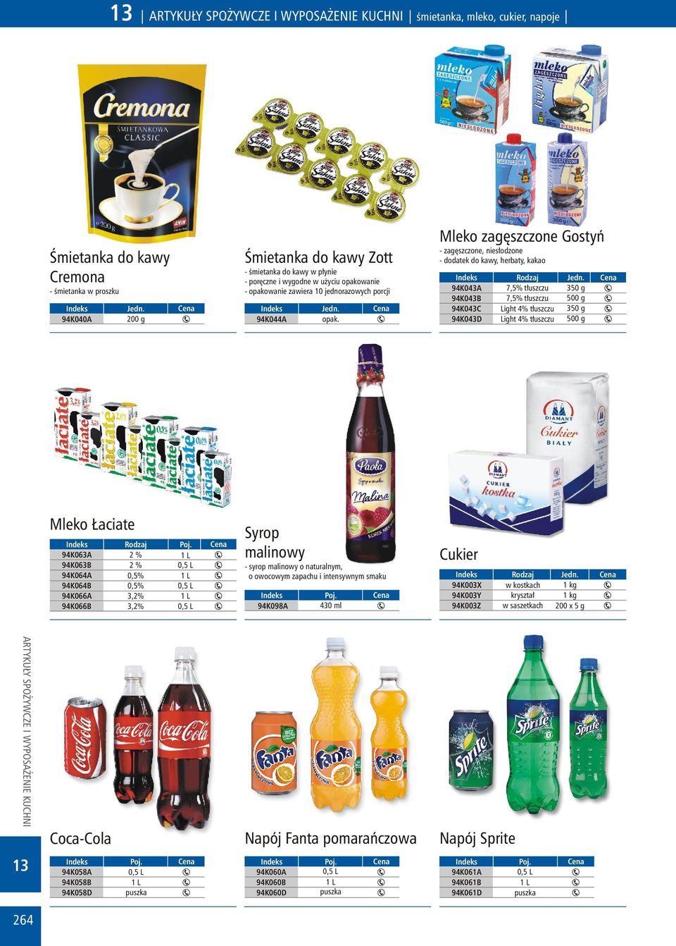 Mleko zagêszczone Gostyñ - zagêszczone, nies³odzone - dodatek do kawy, herbaty, kakao 94K043A 7,5% t³uszczu 350 g 94K043B 94K043C 94K043D 7,5% t³uszczu Light 4% t³uszczu Light 4% t³uszczu 500 g 350 g