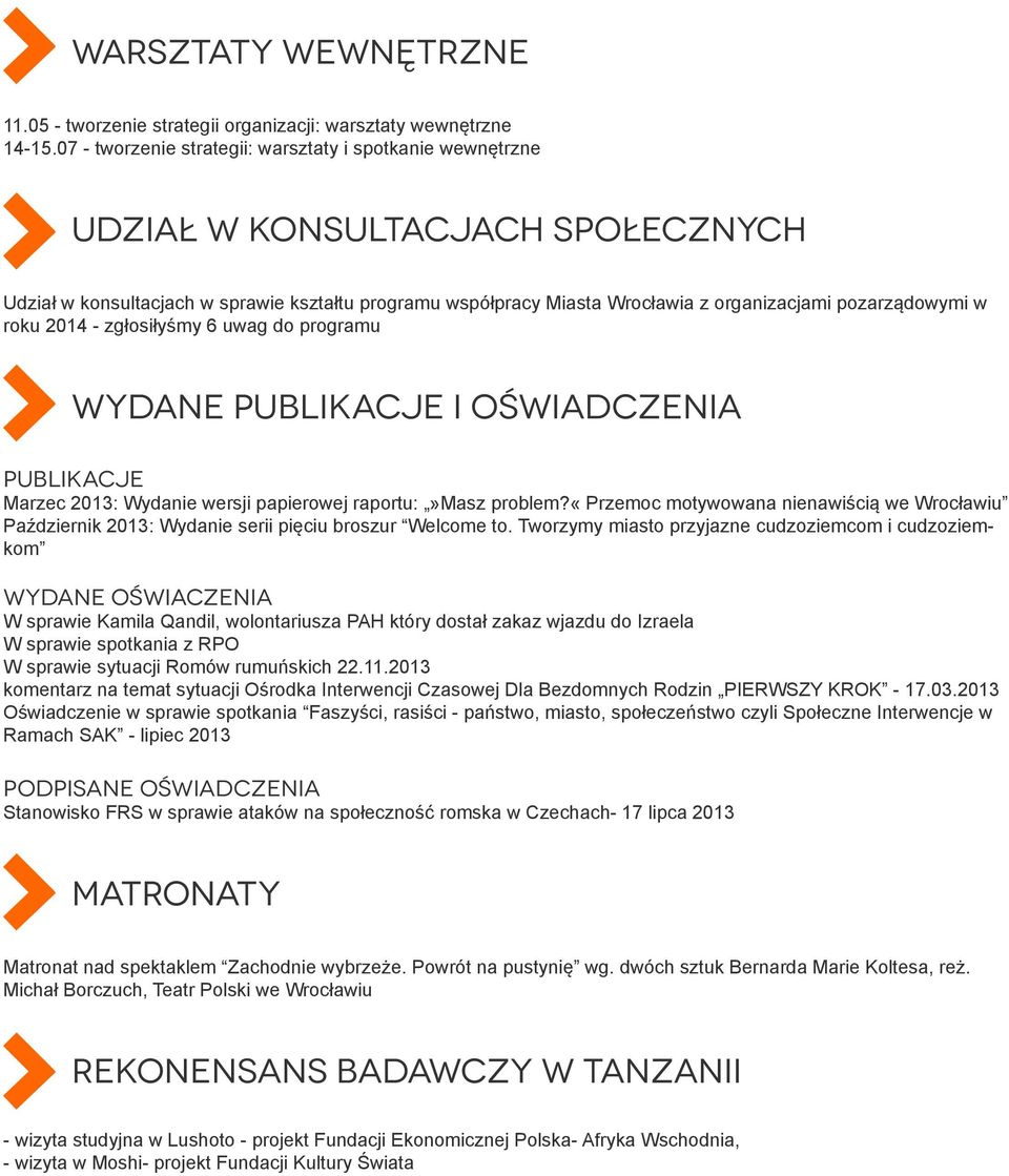 pozarządowymi w roku 2014 - zgłosiłyśmy 6 uwag do programu wydane PUBLIKACJE i oświadczenia publikacje Marzec 2013: Wydanie wersji papierowej raportu:»masz problem?