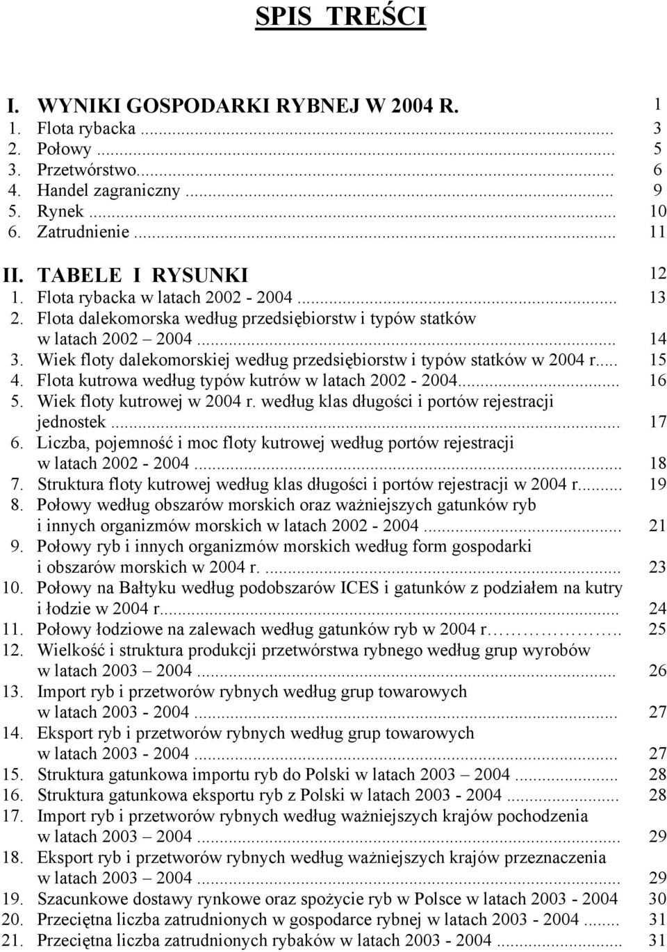 Wiek floty dalekomorskiej według przedsiębiorstw i typów statków w 2004 r... 15 4. Flota kutrowa według typów kutrów w latach 2002-2004... 16 5. Wiek floty kutrowej w 2004 r.