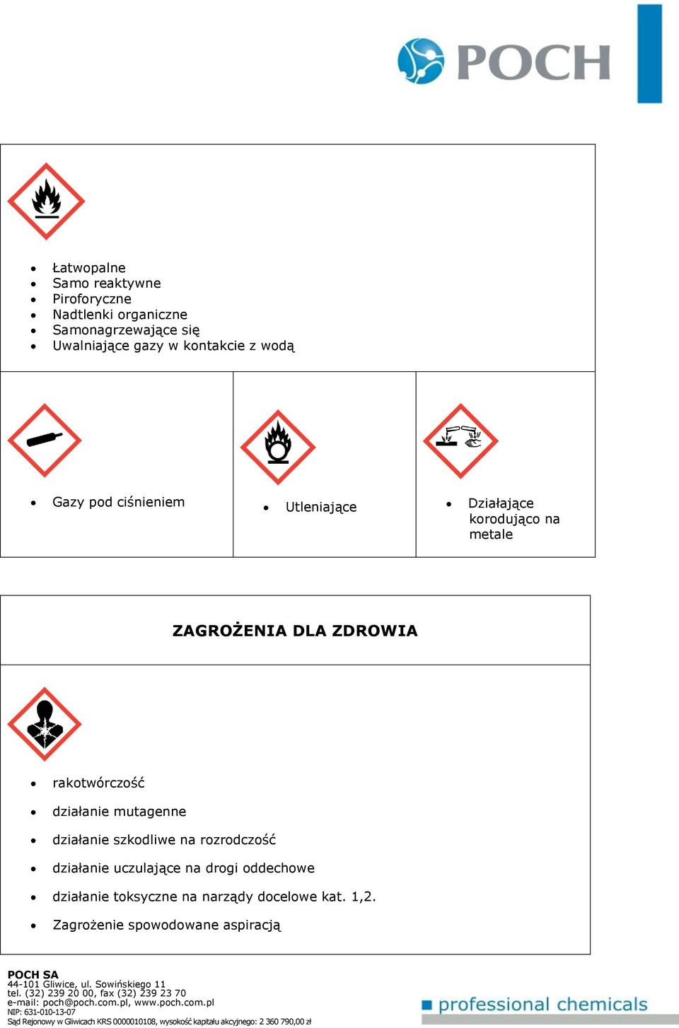 ZDROWIA rakotwórczość działanie mutagenne działanie szkodliwe na rozrodczość działanie uczulające