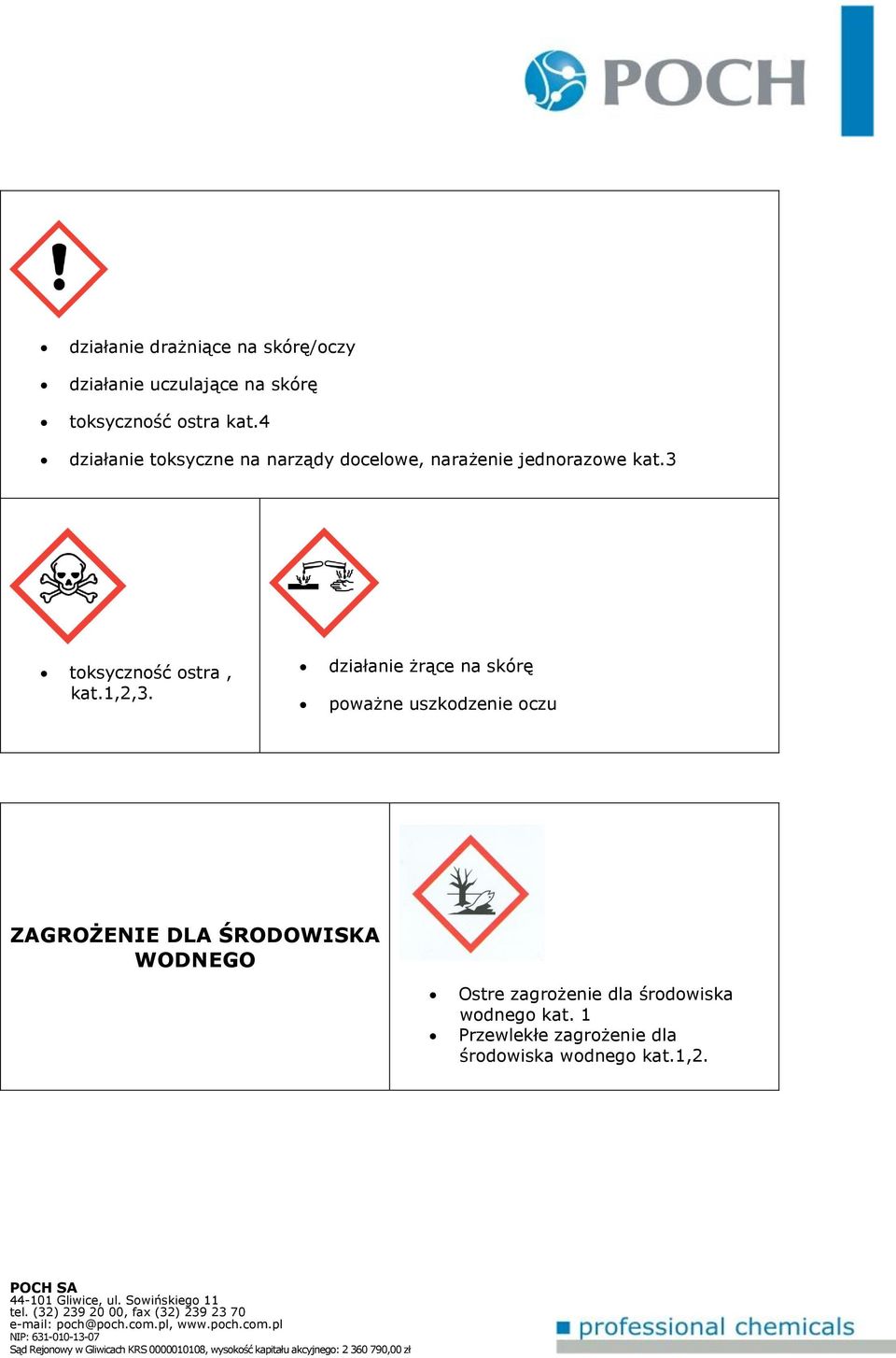 3 toksyczność ostra, kat.1,2,3.