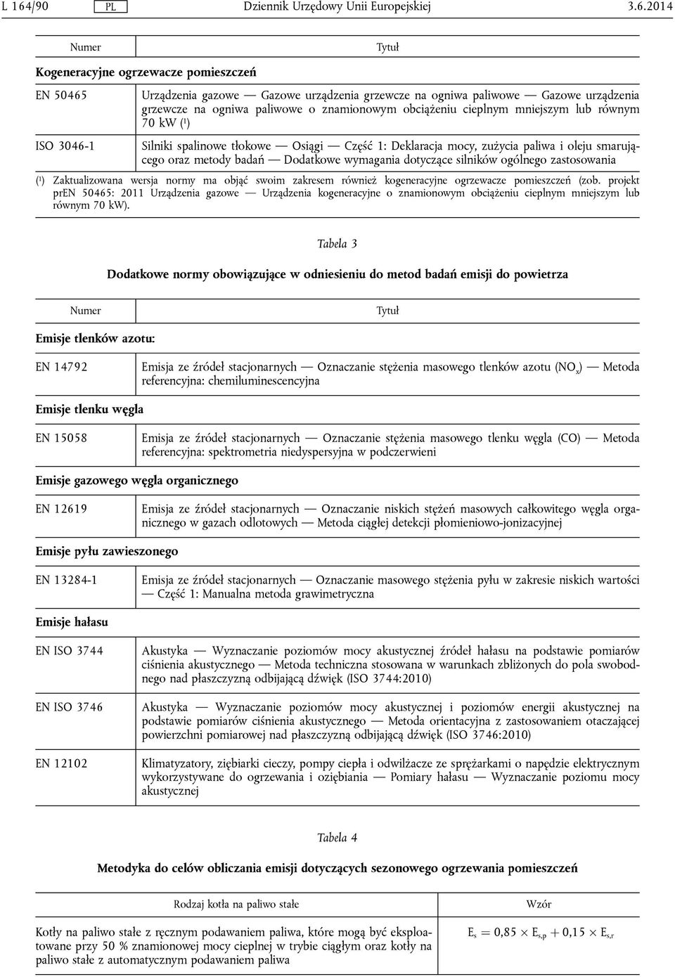 dotyczące silników ogólnego zastosowania ( 1 ) Zaktualizowana wersja normy ma objąć swoim zakresem również kogeneracyjne ogrzewacze pomieszczeń (zob.