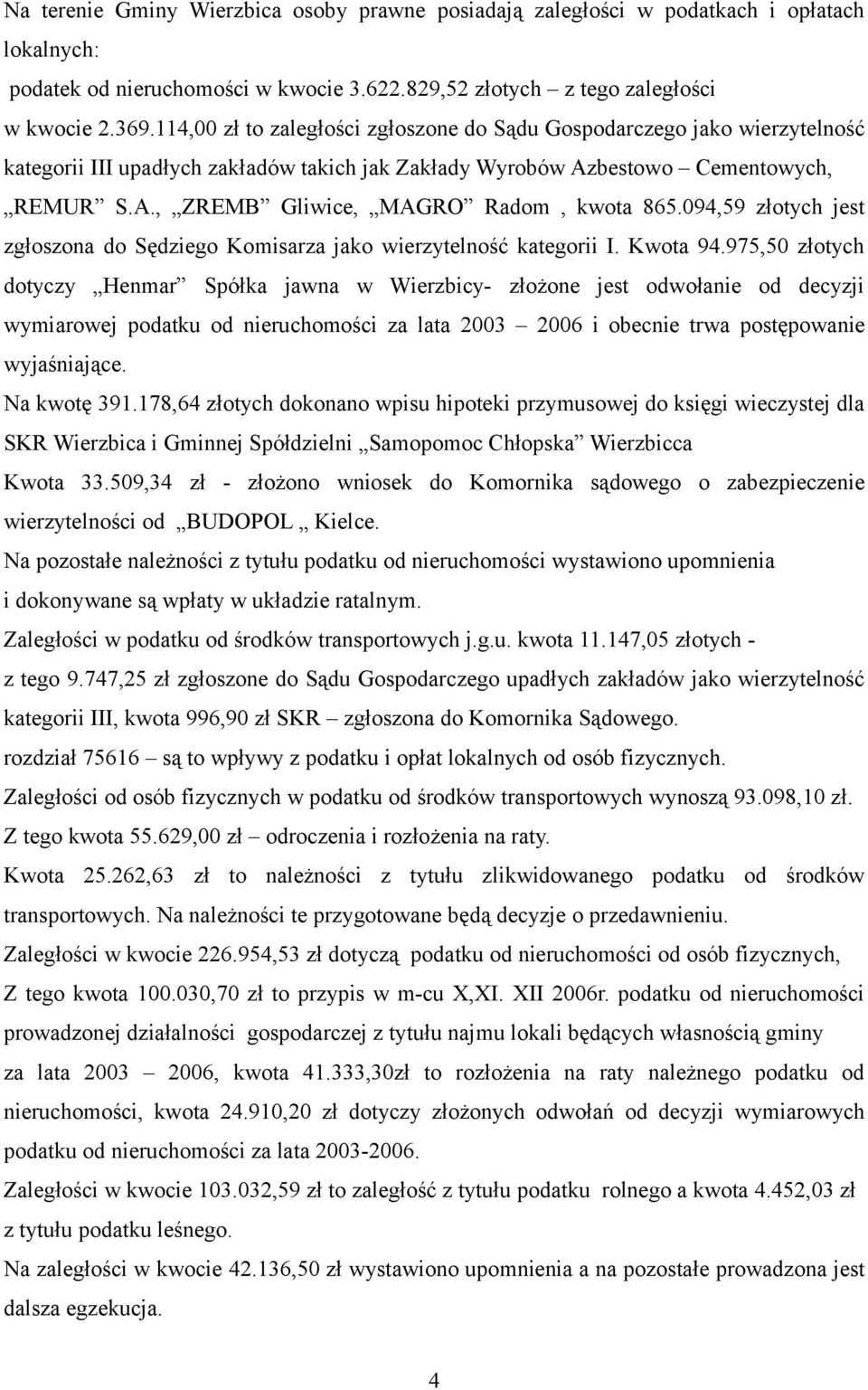 094,59 złotych jest zgłoszona do Sędziego Komisarza jako wierzytelność kategorii I. Kwota 94.