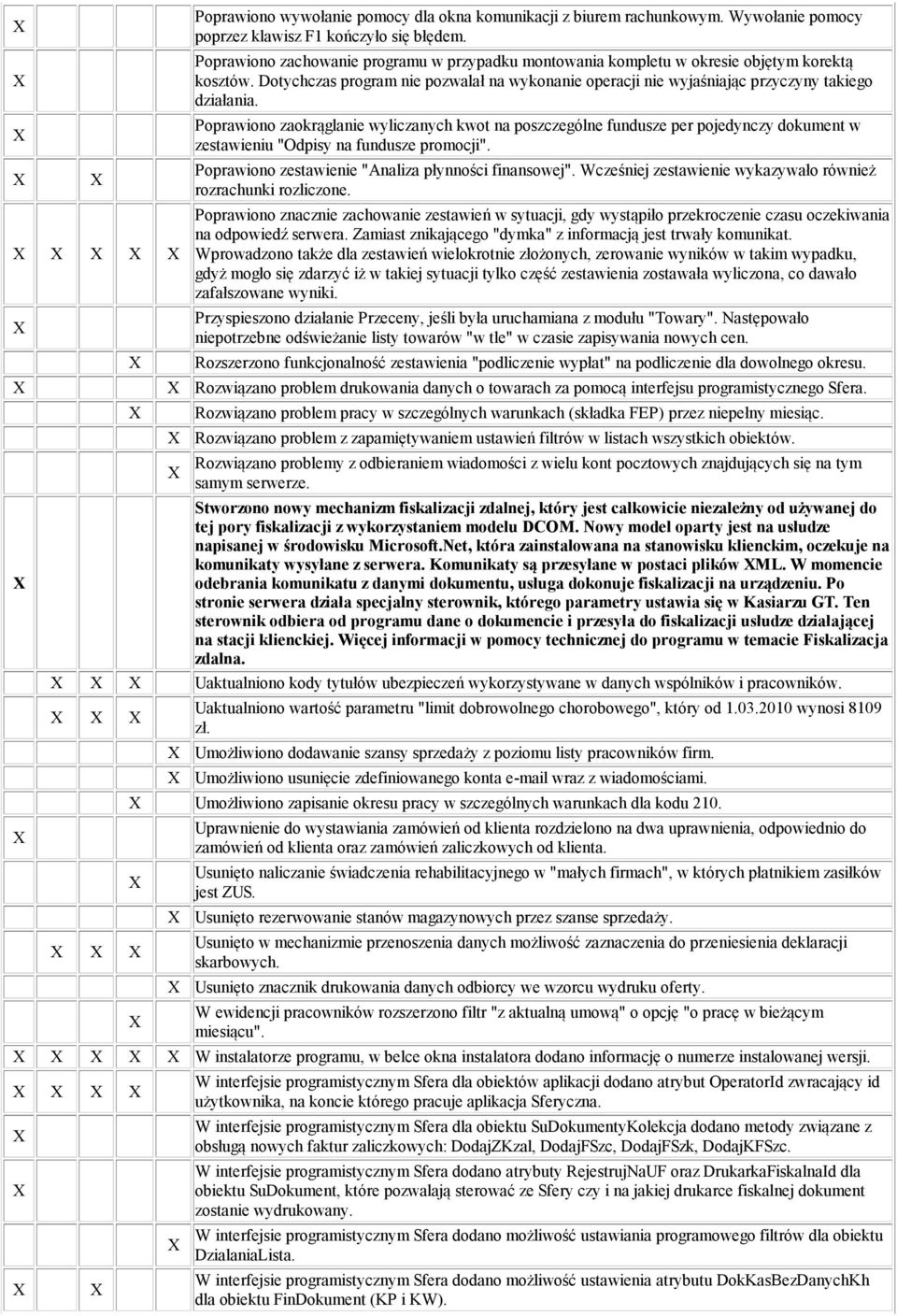 Poprawiono zaokrąglanie wyliczanych kwot na poszczególne fundusze per pojedynczy dokument w zestawieniu "Odpisy na fundusze promocji". Poprawiono zestawienie "Analiza płynności finansowej".