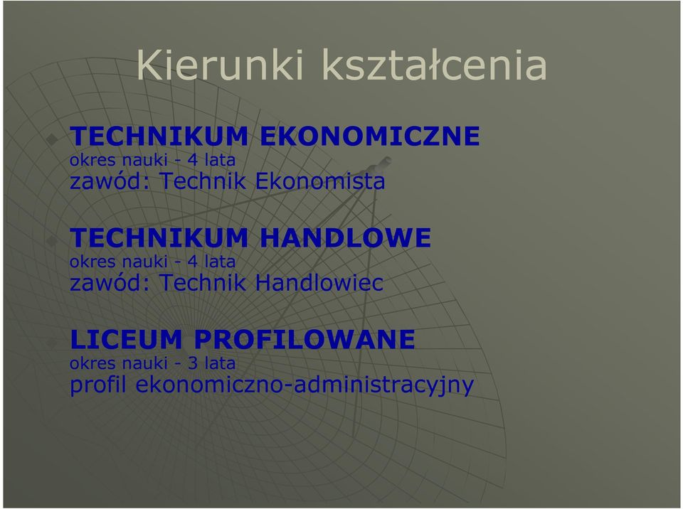 nauki - 4 lata zawód: Technik Handlowiec LICEUM