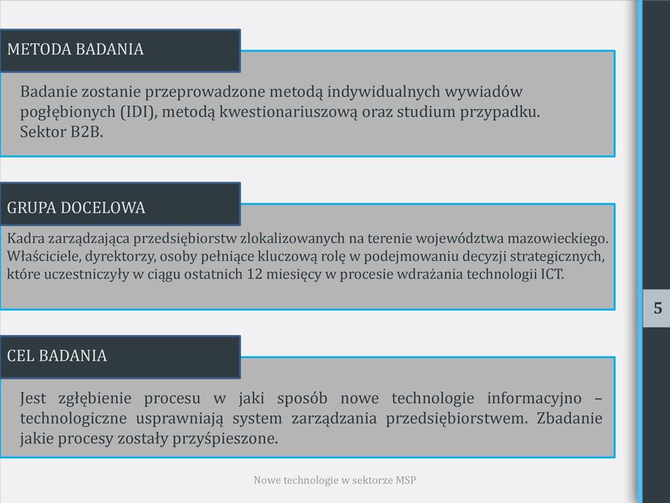 Właściciele, dyrektorzy, osoby pełniące kluczową rolę w podejmowaniu decyzji strategicznych, które uczestniczyły w ciągu ostatnich 12 miesięcy w procesie wdrażania