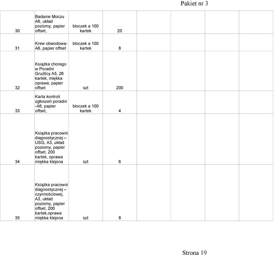 bloczek a 100 33 offset, 4 Książka pracowni diagnostycznej USG, A3, układ poziomy, papier offset, 200, oprawa 34 miękka klejona