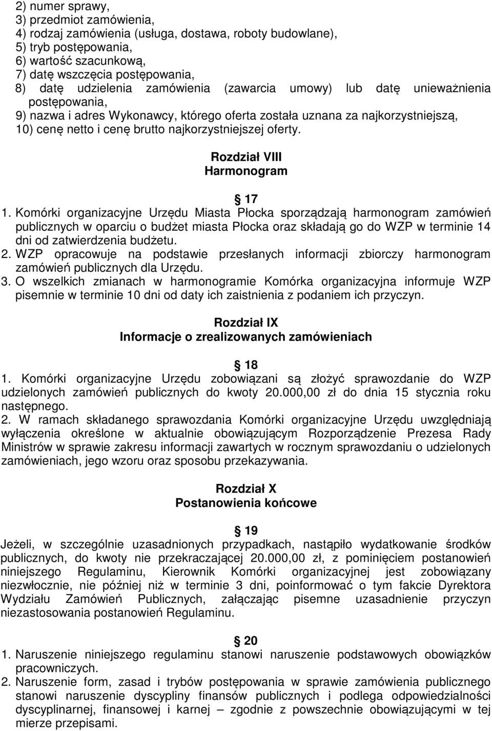 Rozdział VIII Harmonogram 17 1.