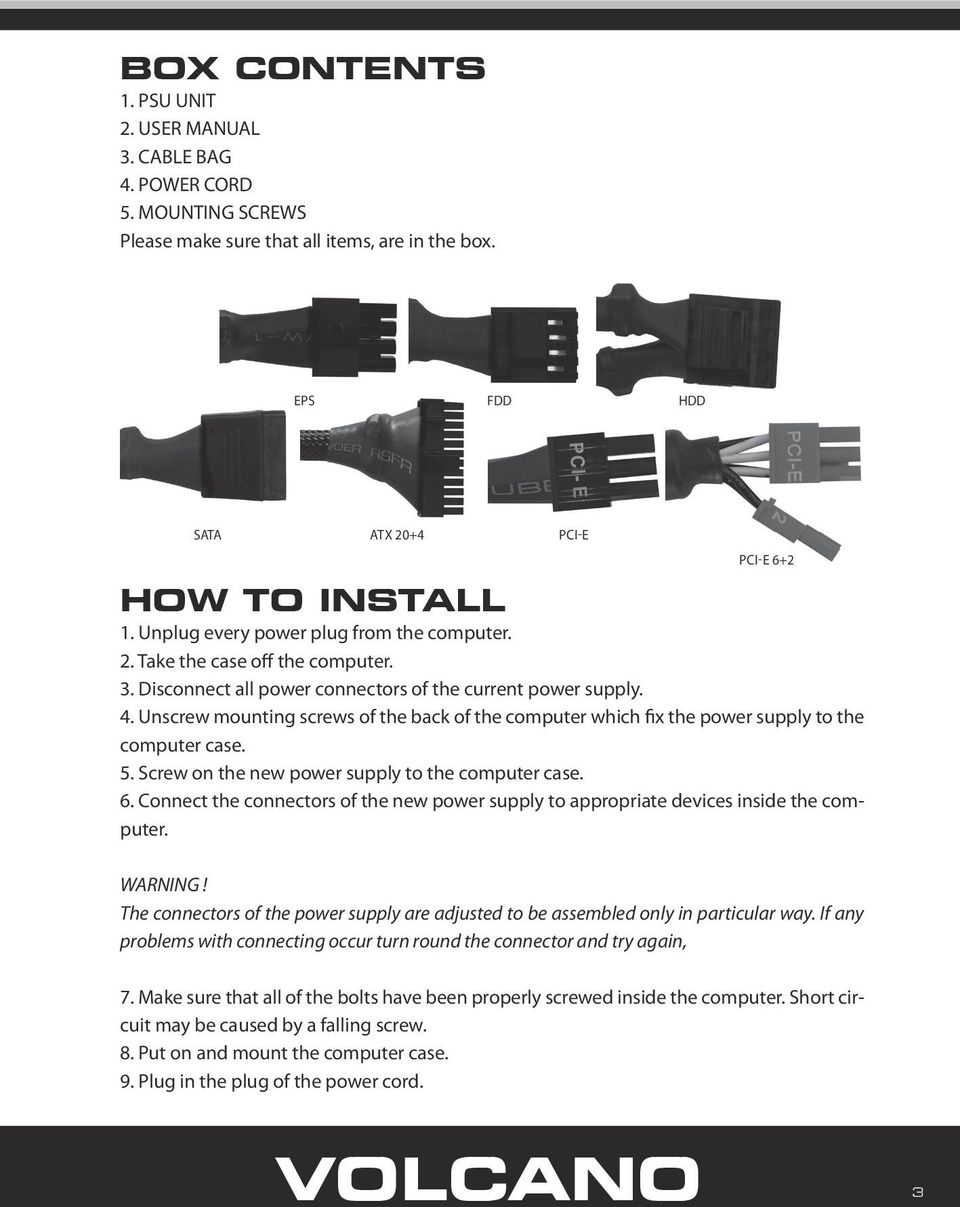 Unscrew mounting screws of the back of the computer which fix the power supply to the computer case. 5. Screw on the new power supply to the computer case. 6.