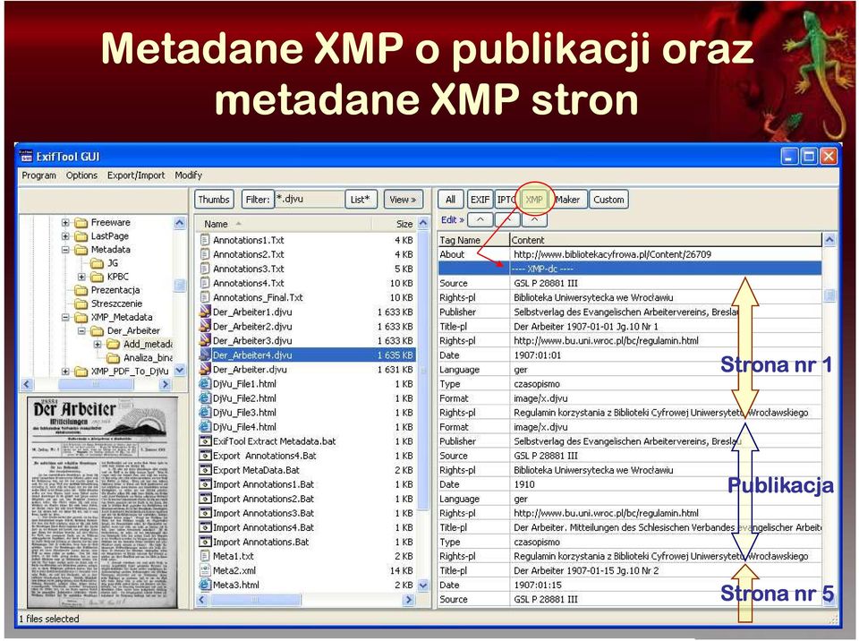 metadane XMP stron