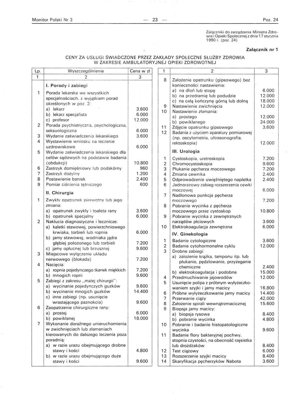 2 3 4 5 6 7 8 9 2 3 4 5 6 7 Wyszczególnienie Cena w zł 2 3 2 3 8 Założenie opatrunku (gipsowego) bez. Porady i zabiegi konieczności nastawienia: a) na dłoń lub stopę 6.