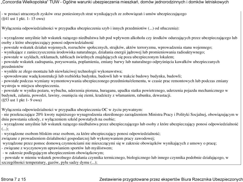 ..) od stłuczenia): - wyrządzone umyślnie lub wskutek rażącego niedbalstwa lub pod wpływem alkoholu czy środków odurzających przez ubezpieczającego lub osoby z które ubezpieczający ponosi