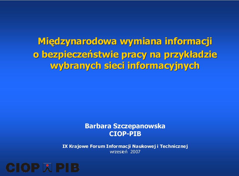 sieci informacyjnych Barbara Szczepanowska