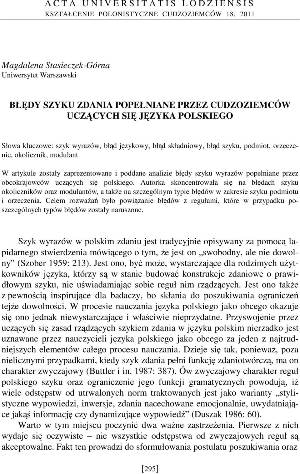 popełniane przez obcokrajowców uczących się polskiego.