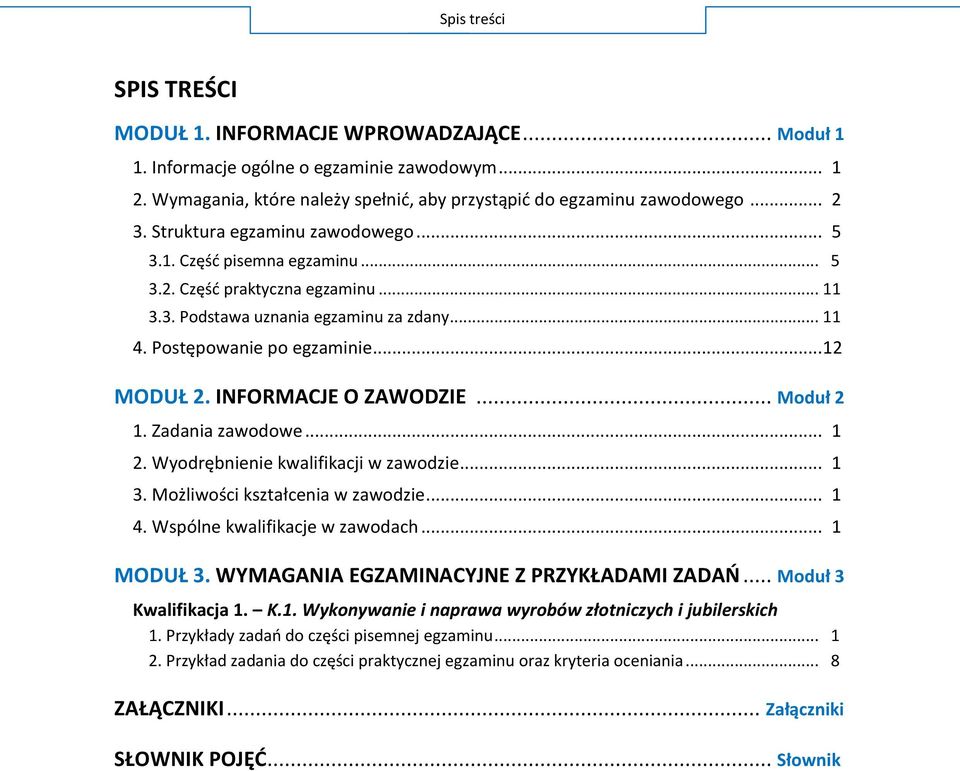 INFORMACJE O ZAWODZIE... Moduł 2 1. Zadania zawodowe... 1 2. Wyodrębnienie kwalifikacji w zawodzie... 1 3. Możliwości kształcenia w zawodzie... 1 4. Wspólne kwalifikacje w zawodach... 1 MODUŁ 3.