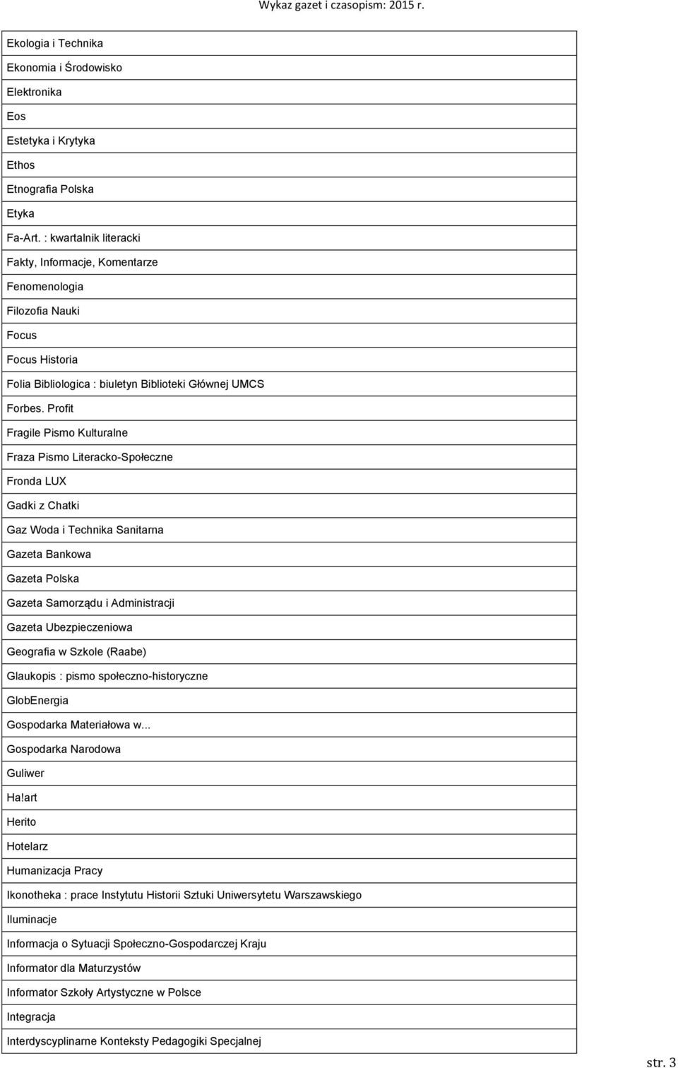 Profit Fragile Pismo Kulturalne Fraza Pismo Literacko-Społeczne Fronda LUX Gadki z Chatki Gaz Woda i Technika Sanitarna Gazeta Bankowa Gazeta Polska Gazeta Samorządu i Administracji Gazeta