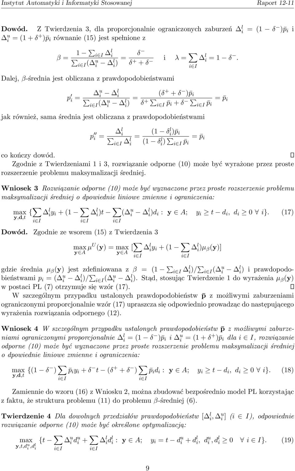 obliczana z prawdopodobieństwami l i = 1 δ.