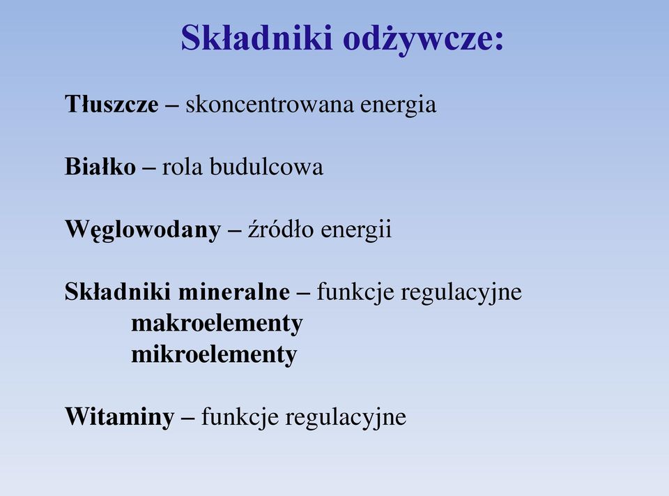 energii Składniki mineralne funkcje regulacyjne