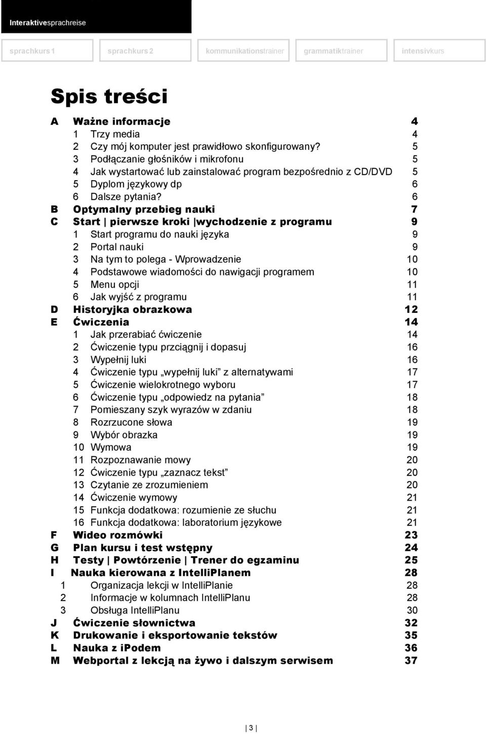 6 B Optymalny przebieg nauki 7 C Start pierwsze kroki wychodzenie z programu 9 1 Start programu do nauki języka 9 2 Portal nauki 9 3 Na tym to polega - Wprowadzenie 10 4 Podstawowe wiadomości do