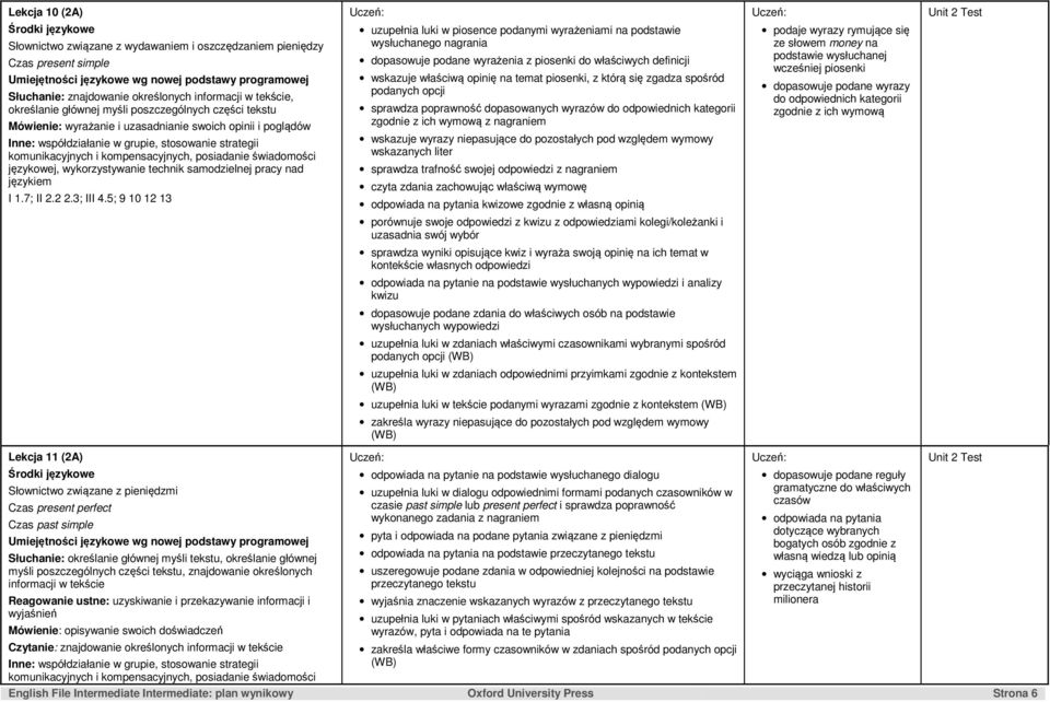 5; 9 10 12 13 uzupełnia luki w piosence podanymi wyrażeniami na podstawie wysłuchanego nagrania dopasowuje podane wyrażenia z piosenki do właściwych definicji wskazuje właściwą opinię na temat