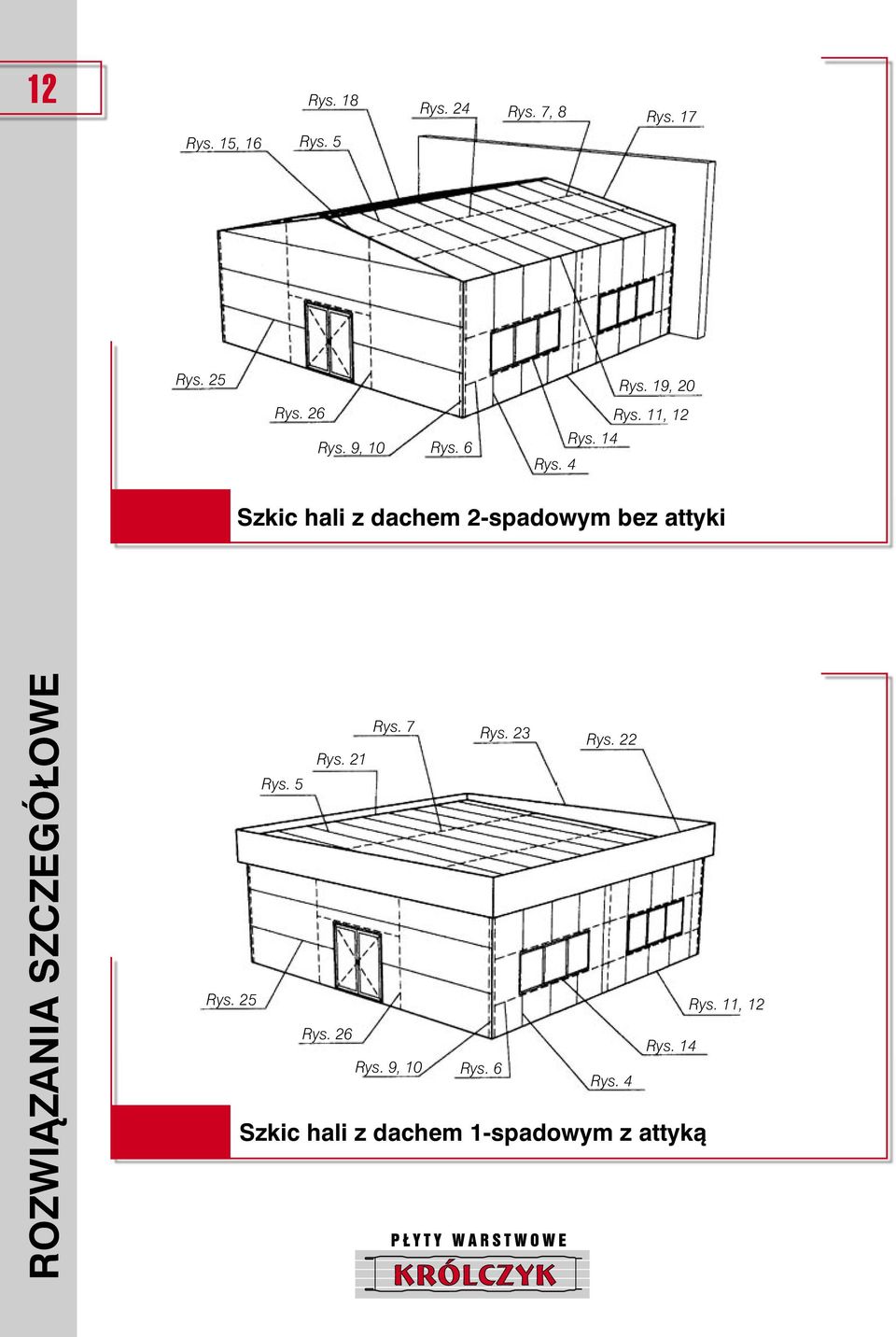 4 Szkic hali z dachem 2-spadowym bez attyki ROZWIÑZANIA SZCZEGÓ OWE Rys. 7 Rys.